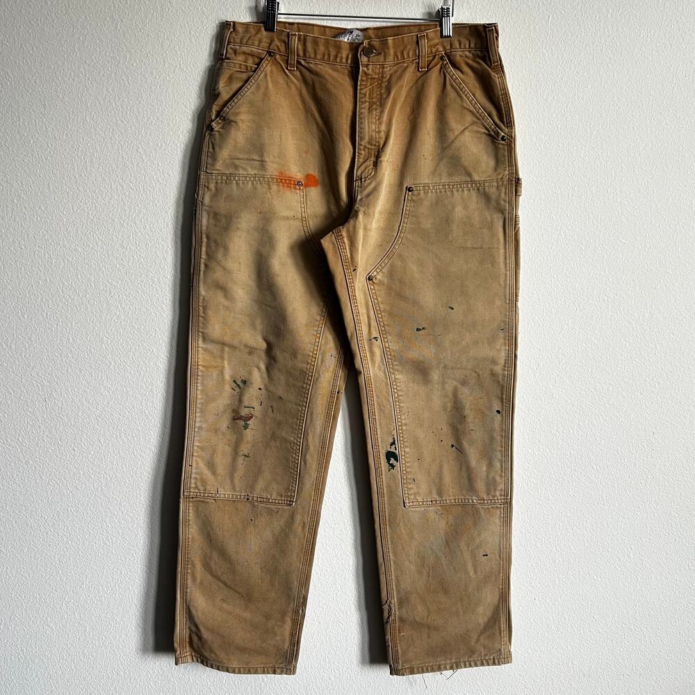 Carhartt B136 BRN faded brown double knee work wear carpenter pants